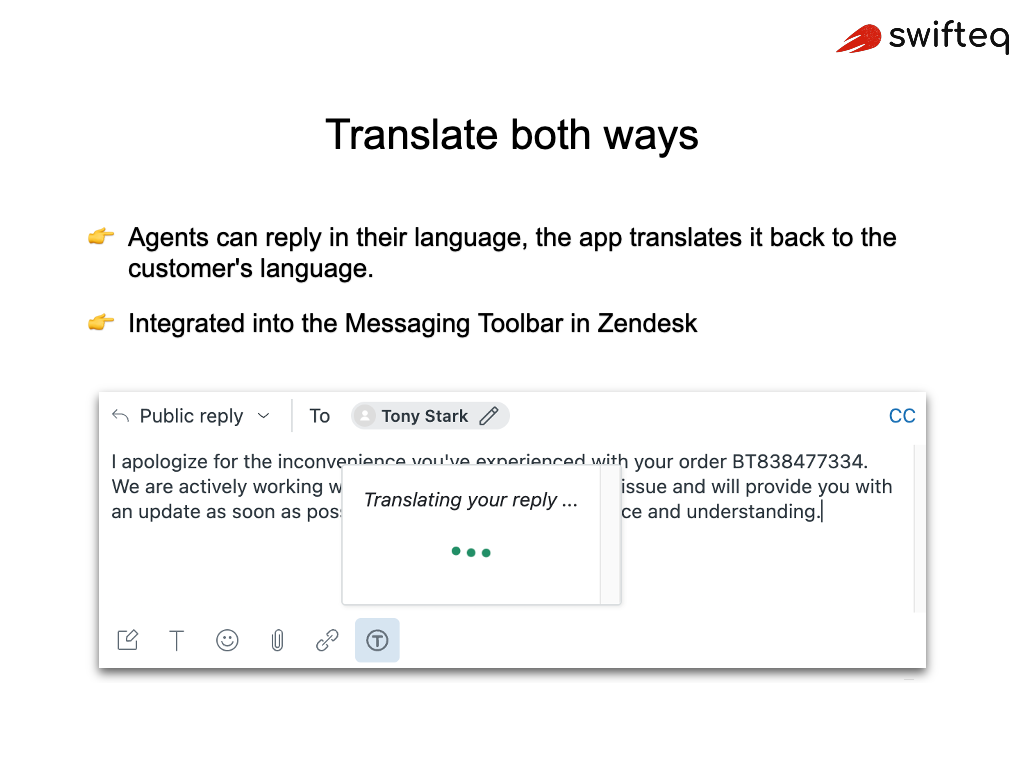 Translate Conversations dashboard view — Translations app on the Zendesk Marketplace